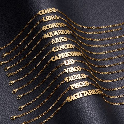 Acier Inoxydable Style Simple Placage Lettre Bracelets