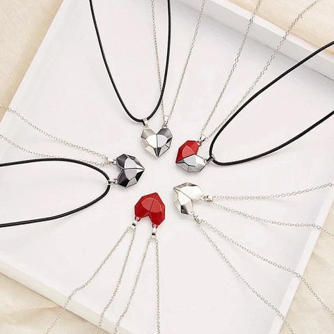 Romantic Heart Shape Alloy Plating Couple Pendant Necklace