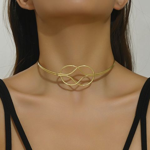 Simple Style Geometric Solid Color Alloy Plating Women's Choker