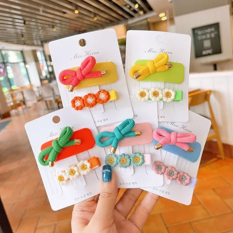 Kid's Cute Flower Bow Knot Alloy Cloth Hair Clip