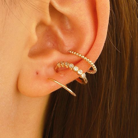 1 Piece Simple Style Geometric Plating Inlay Copper Zircon Ear Cuffs