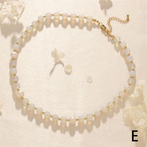Elegant Bohemian Geometric Freshwater Pearl Stone Beaded 18k Gold Plated Necklace