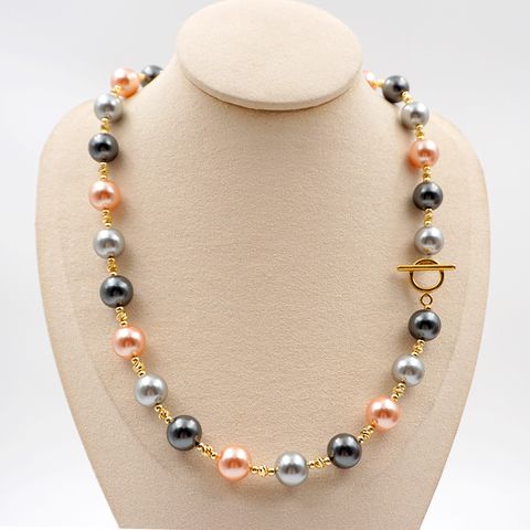 Elegant Glam Geometric 304 Stainless Steel Imitation Pearl Copper Toggle Beaded Plating Gold Plated Women's Necklace