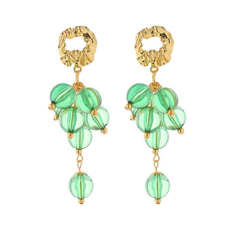 1 Pair Simple Style Ball Alloy Resin Gold Plated Drop Earrings