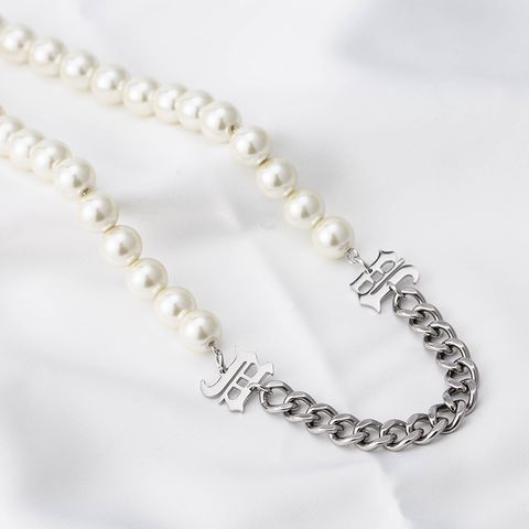 Lässig Elegant Geometrisch Edelstahl 304 Imitationsperle Perlen Polieren Patchwork Unisex Halskette