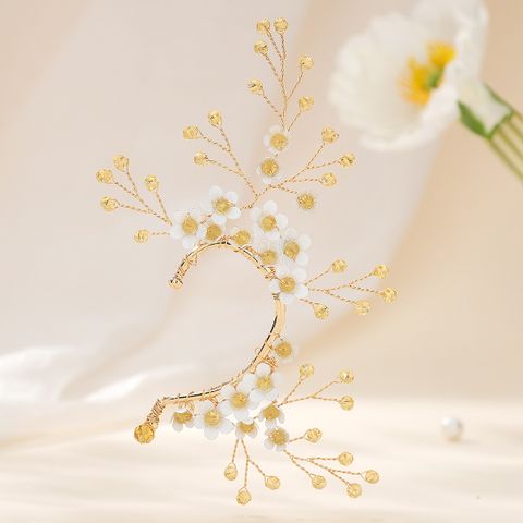 1 Piece Elegant Flower Alloy Artificial Crystal Ear Cuffs
