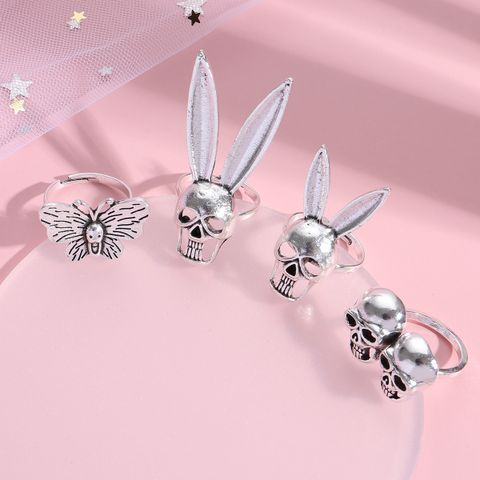 Classic Style Bunny Ears Geometric Skull Mixed Materials Stoving Varnish Plating Gold Plated Silver Plated Women's Open Rings