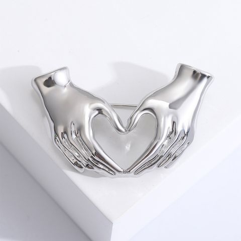 Simple Style Hand Heart Shape Alloy Women's Brooches