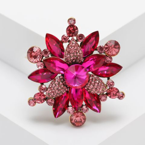 Lady Flower Alloy Inlay Artificial Crystal Women's Brooches
