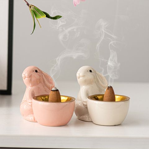 Cute Rabbit Ceramics Incense Burner