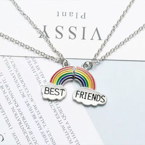 Ig Style Simple Style Letter Rainbow Alloy Enamel Women's Pendant Necklace