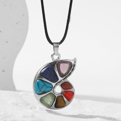 Original Design Vacation Conch Alloy Plating Inlay Natural Stone Women's Pendant Necklace