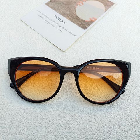Ig Style Streetwear Solid Color Pc Resin Cat Eye Full Frame Women's Sunglasses