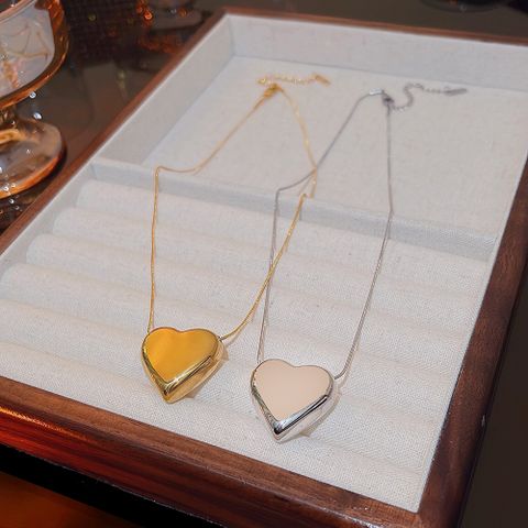 Titanium Steel Simple Style Heart Shape Pendant Necklace