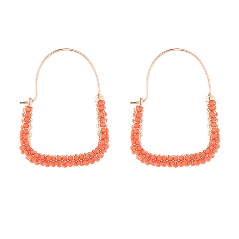 1 Pair Simple Style Geometric Inlay Alloy Resin Hoop Earrings