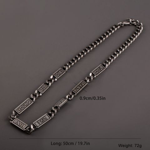 Hip-Hop Retro Cool Style Letter 304 Stainless Steel Polishing Patchwork Plating Silver Plated Men's Necklace
