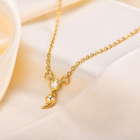 Simple Style Cool Style Symbol 201 Stainless Steel Copper Alloy Inlay Zircon 18K Gold Plated Women's Pendant Necklace