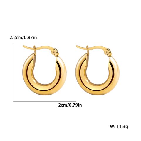 1 Pair IG Style Casual Elegant Leaf Stamping Plating Three-dimensional 304 Stainless Steel 18K Gold Plated Hoop Earrings