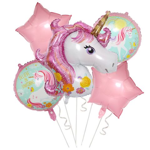 Cute Rainbow Star Unicorn Aluminum Film Home Party Carnival Balloons