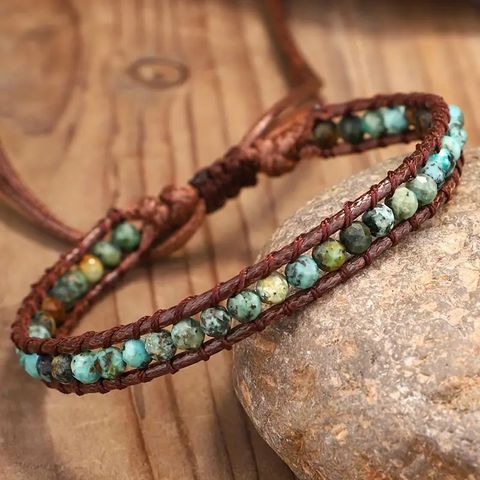 Casual Retro Geometric Rope African Turquoise Knitting Unisex Drawstring Bracelets