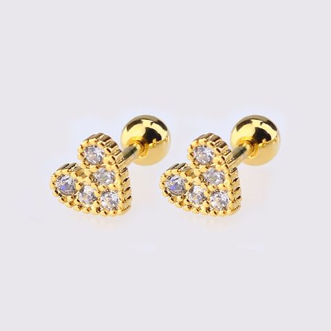 1 Piece Simple Style Star Moon Plating Copper Ear Studs