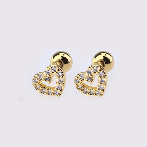 1 Piece Simple Style Star Moon Plating Copper Ear Studs