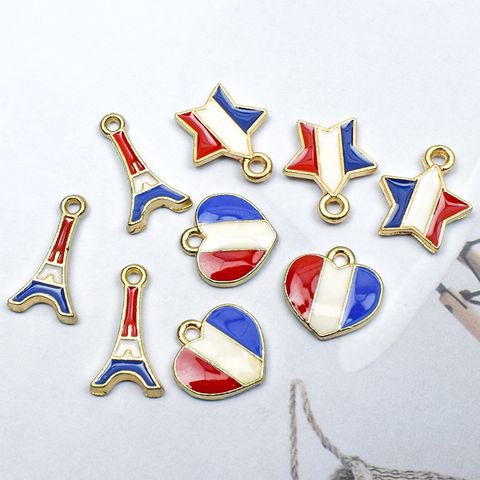 10 Pcs/package Simple Style Tower Heart Shape Alloy Enamel Jewelry Accessories