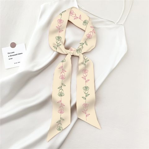 Women's Elegant Rose Polyester Printing Silk Scarf