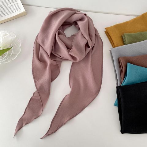 Women's Elegant Retro Solid Color Polyester Silk Scarf