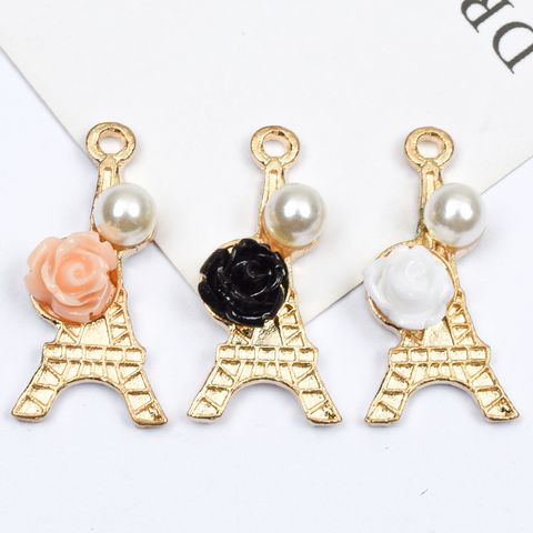 10 Pcs/package Sweet Simple Style Tower Flower Alloy Plating Inlay Jewelry Accessories