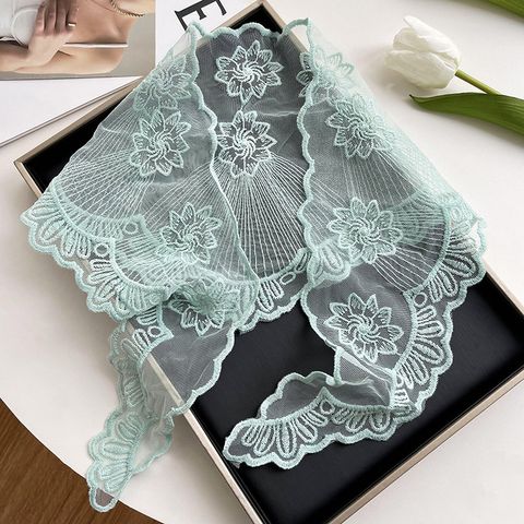 Women's Fairy Style Sweet Flower Lace Hollow Out Silk Scarf