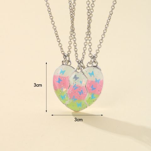 Wholesale Jewelry Casual Cute Heart Shape Butterfly Alloy Pendant Necklace