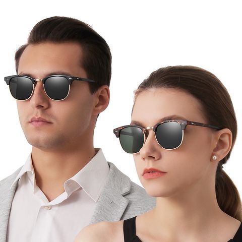 Casual Solid Color Pc Oval Frame Half Frame Men's Sunglasses