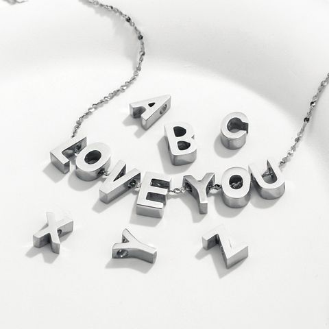 5 Pcs/package Simple Style Letter Stainless Steel Plating Beads Jewelry Accessories
