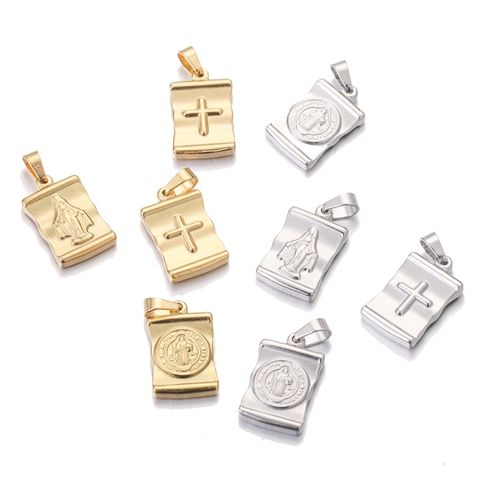 5 Pcs/package Simple Style Human Cross Stainless Steel Plating Pendant Jewelry Accessories