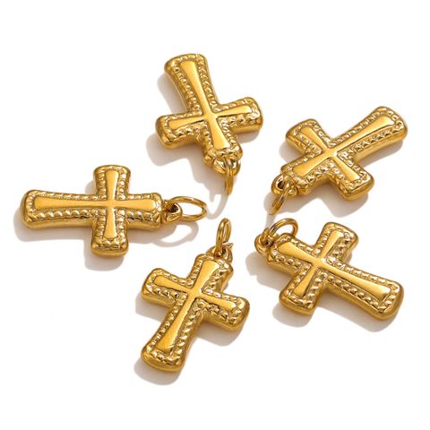 10 Pcs/package Simple Style Cross Stainless Steel Plating Pendant Jewelry Accessories