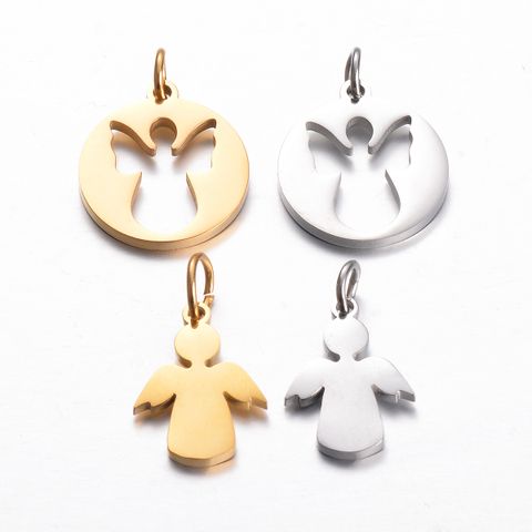 5 Pcs/package Sweet Simple Style Angel Stainless Steel Plating Pendant Jewelry Accessories