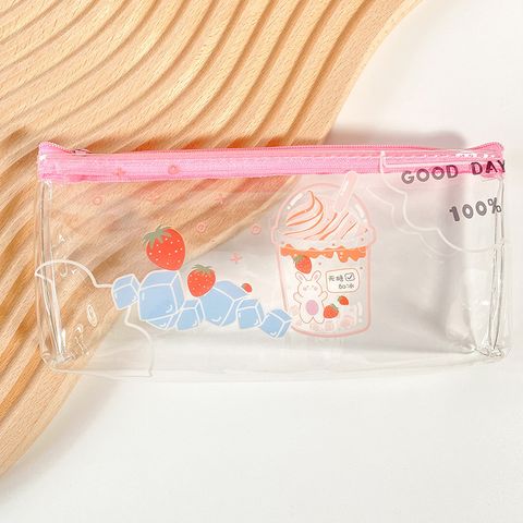 Solid Color Pvc Learning School Modern Style Pencil Case