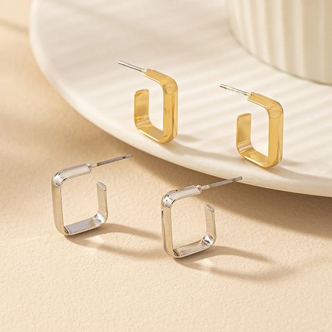 1 Pair Simple Style Classic Style Square Plating Iron Ear Studs