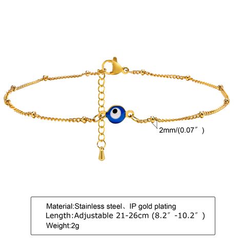 Simple Style Devil's Eye 201 Stainless Steel Acrylic 18K Gold Plated Women's Anklet