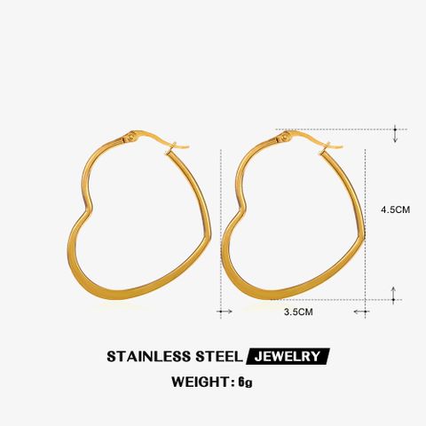 1 Pair Simple Style Heart Shape Flower Plating 304 Stainless Steel Hoop Earrings
