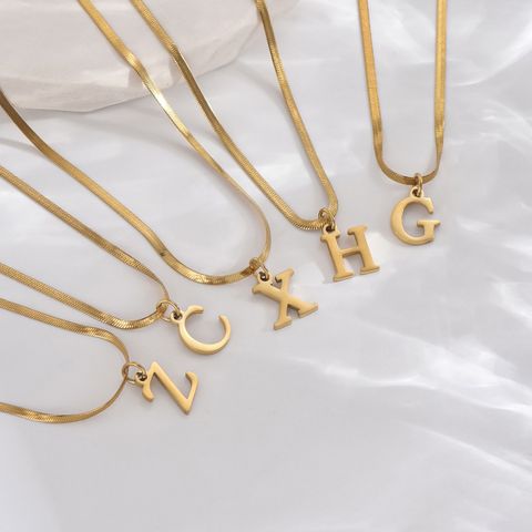 304 Stainless Steel Simple Style Polishing Plating Letter Pendant Necklace