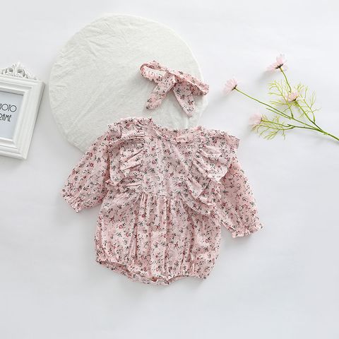 Cute Color Block Printing Cotton Baby Rompers
