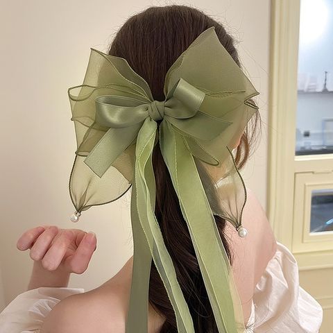 Women's Lady Bow Knot Gauze Handmade Hair Clip