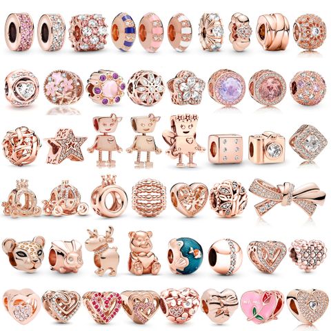 1 Piece Simple Style Animal Robot Heart Shape Alloy Plating Inlay Beads Jewelry Accessories