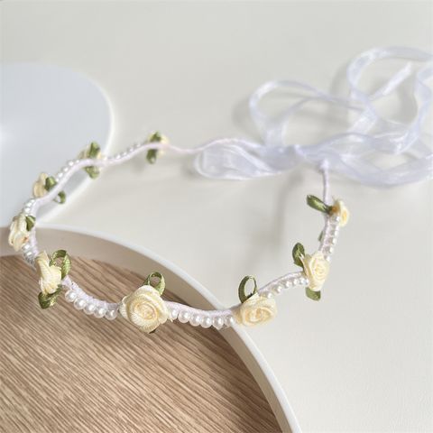 Kid's Romantic Rose Flower Cloth Pearl Hair Band