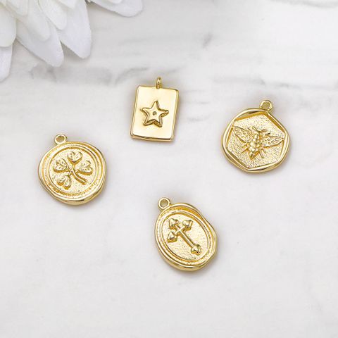1 Piece Simple Style Star Solid Color Bee Copper Plating Pendant Jewelry Accessories