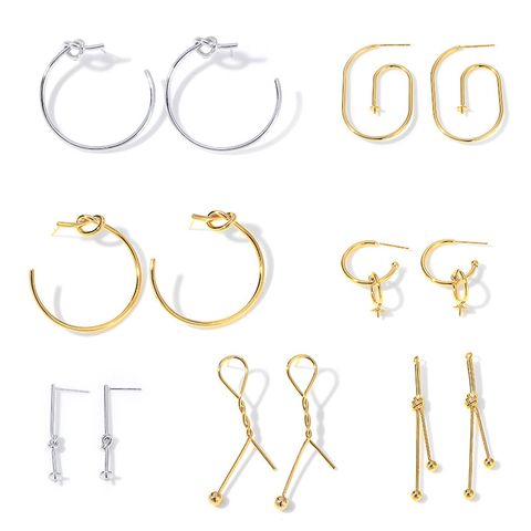 1 Pair Metal Solid Color Knot Earrings Accessories Simple Style