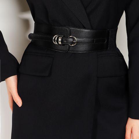 Simple Style Geometric Pu Leather Alloy Buckle Women's Corset Belts