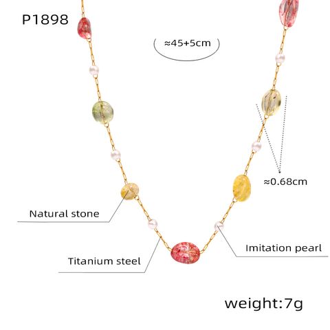 Casual Simple Style Geometric Titanium Steel Plating Agate 18k Gold Plated Pendant Necklace